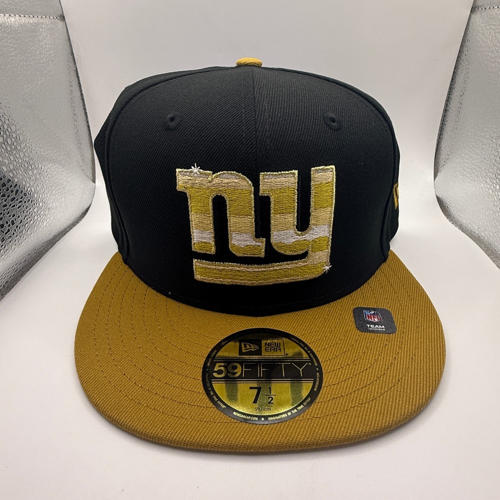 New Era 59FIFTY New York Giants Hat 7 1/2 Black Gold Fitted NFL Cap